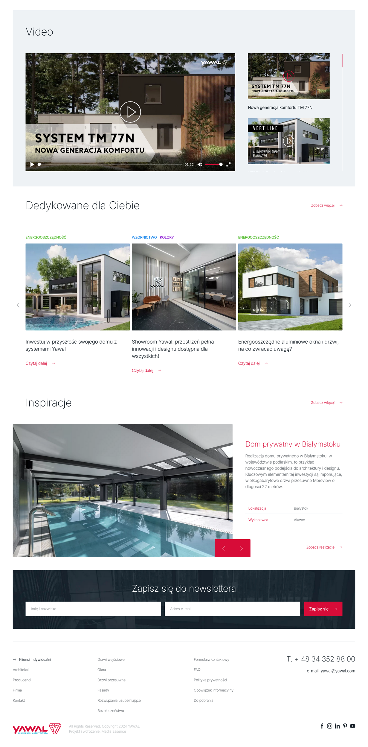 Yawal oferuje nowoczesne systemy aluminiowe dla architektury, łącząc estetykę, bezpieczeństwo i energooszczędność. Inspiracje, video i realizacje dostępne online.