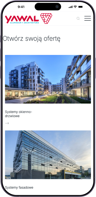 Yawal prezentuje ofertę nowoczesnych systemów aluminiowych, obejmującą okna, drzwi, fasady i innowacyjne rozwiązania architektoniczne dla różnych sektorów.