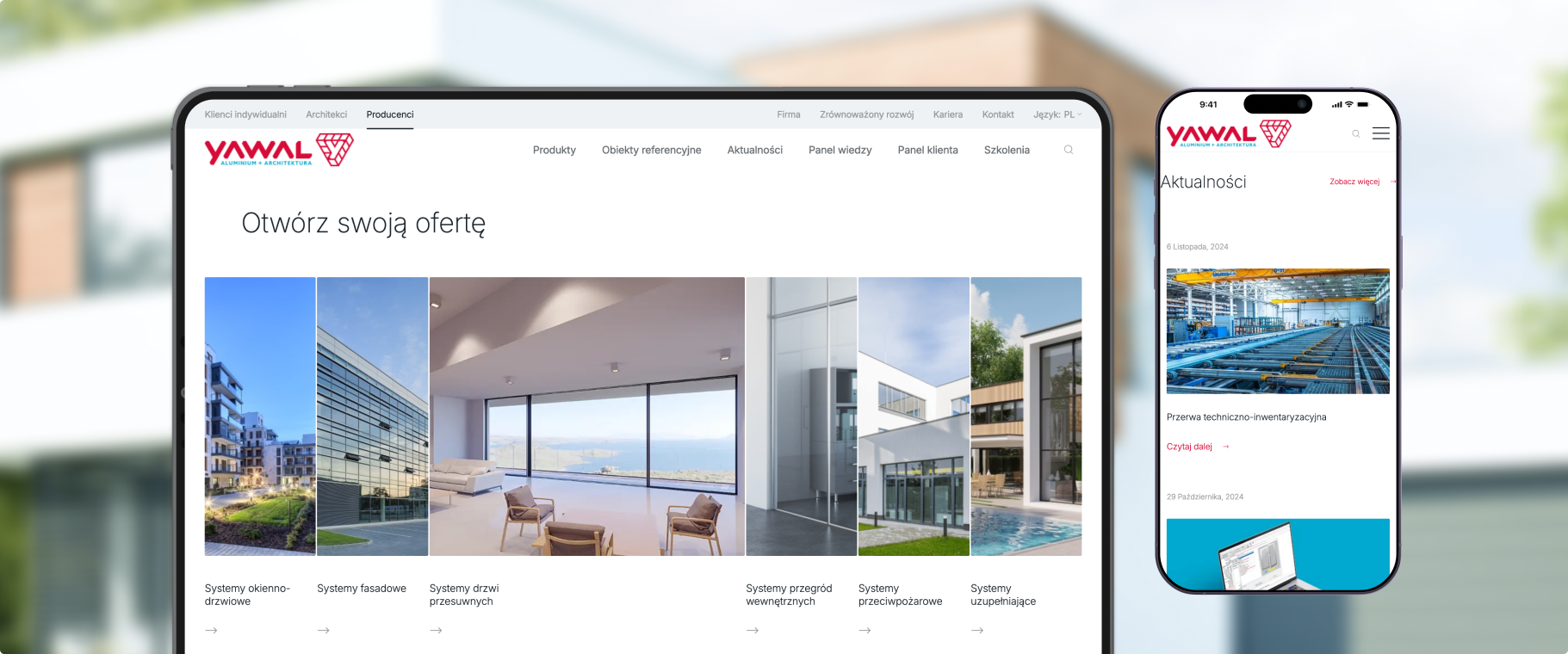 Yawal prezentuje szeroką ofertę aluminiowych systemów okienno-drzwiowych, fasadowych i przesuwnych, dostosowanych do nowoczesnej architektury i budownictwa.