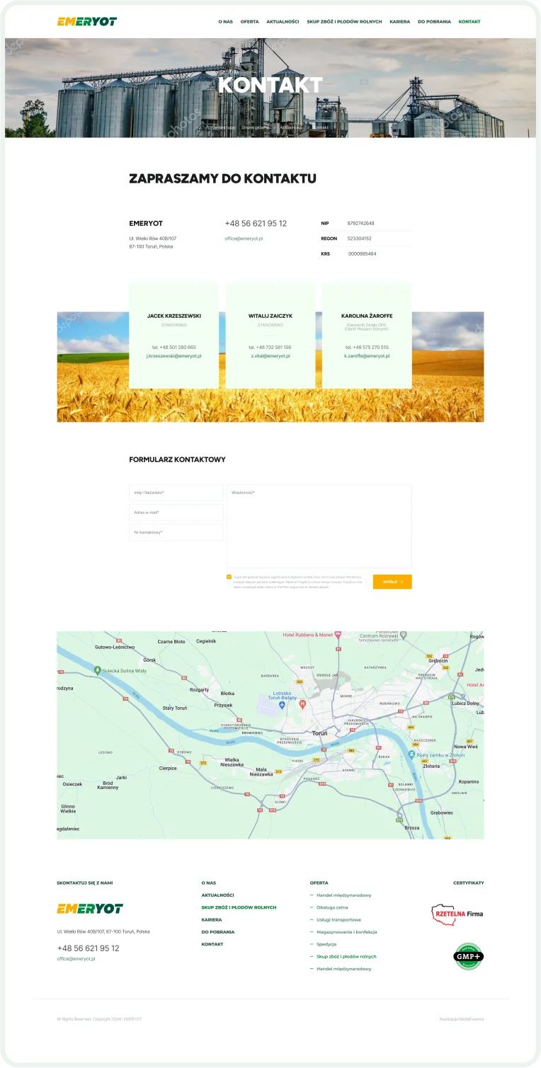 Strona internetowa firmy Meyer Poland koncentruje się na przemyśle lotniczym i energetycznym. Główna grafika przedstawia myśliwiec, Sekcje poniżej prezentują kluczowe obszary działalności, takie jak procesy technologiczne, certyfikaty, kariera oraz dokumenty do pobrania.