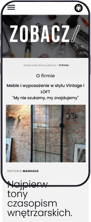 Telefon z sekcją o firmie