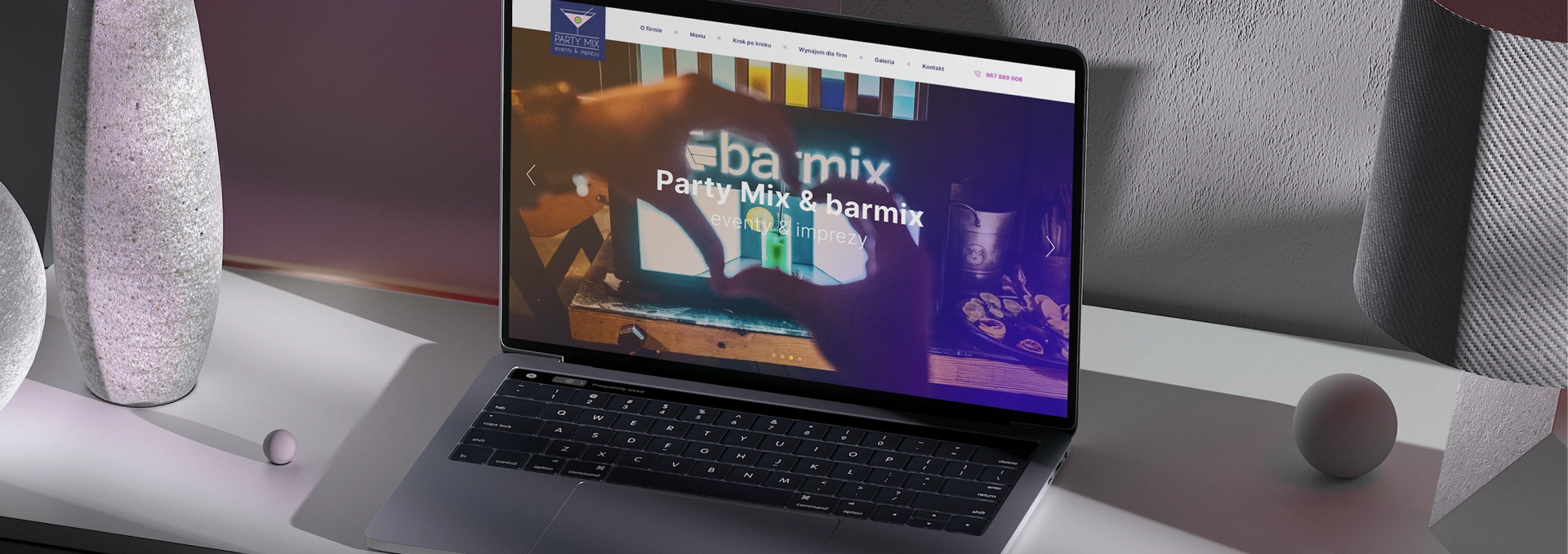 Na banerze widoczna jest strona firmy Party Mix & Barmix, która organizuje eventy i imprezy.