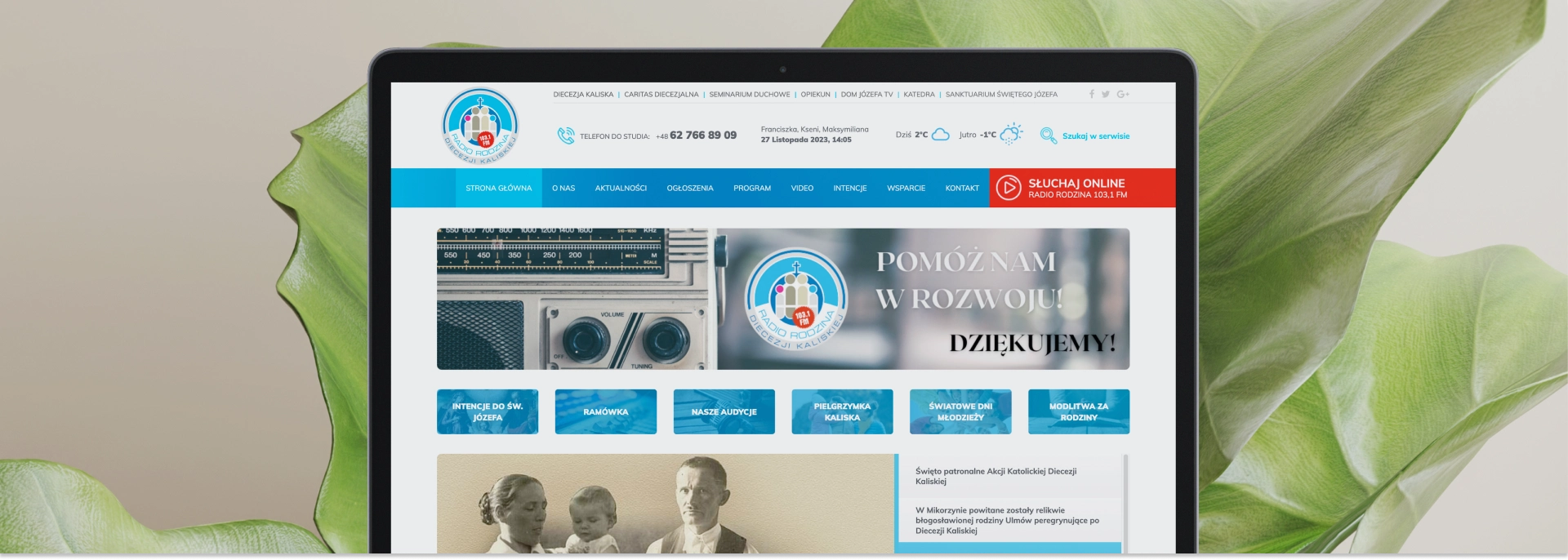 Baner Radia Rodzina, z informacjami o audycjach, intencjach, programie i wydarzeniach religijnych. Opcja słuchania online.