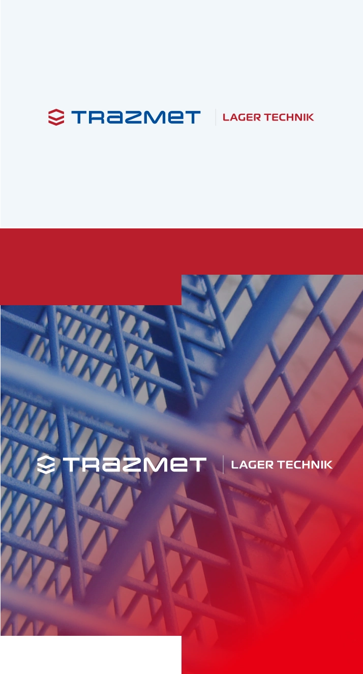 Nowe logo Trazmet odzwierciedla nowoczesność i profesjonalizm. Podział na "Lager Technik" i "Logistics" podkreśla różne obszary działalności firmy.
